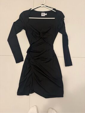 Princess Polly Black Twist-Ruched Long Sleeve Dress
